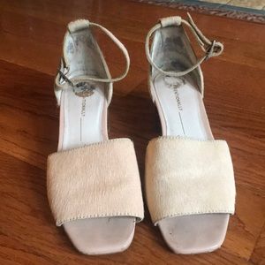 Intentionally Blank light pink pony hair heel